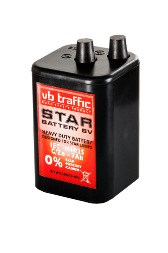 Bateria STAR 6V/7 Ah cynkowo-powietrzna do zasilania lamp drogowych.