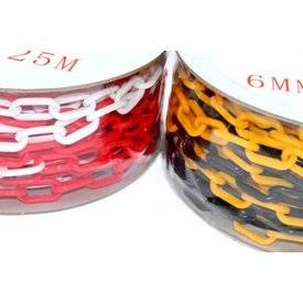Łańcuch plastikowy 25 m czarno-żółty trwały łańcuch do ostrzegania przed niebezpiecznymi miejscami.