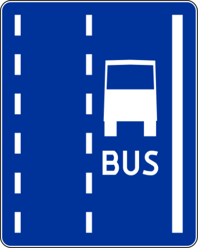 Znak informacyjny D-12 pas ruchu dla autobusów rozmiar 600X750 Średni folia Typ 1 na drogi gminne.
