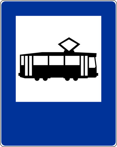 Znak informacyjny D-17 przystanek tramwajowy rozmiar 600X750 Średni folia Typ 1 na drogi gminne i powiatowe.