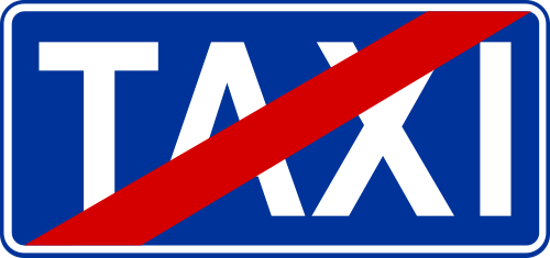 Znak informacyjny D-20 koniec postoju taksówek rozmiar 300X600 folia Typ 1.