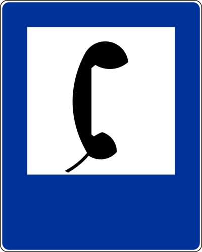 Znak informacyjny D-24 telefon rozmiar 600X750 Średni folia Typ 1 na drogi gminne i powiatowe.
