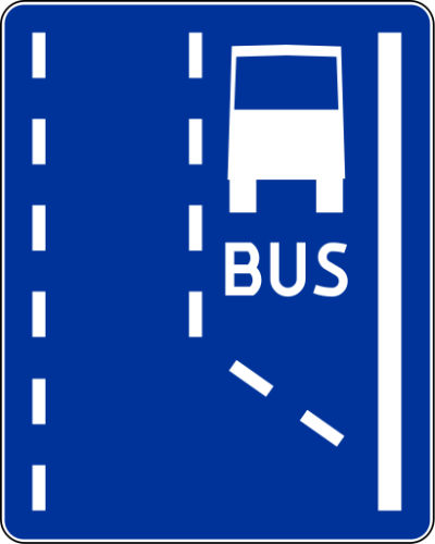 Znak informacyjny D-11 początek pasa ruchu dla autobusów rozmiar 600X750 Średni folia Typ 2 na drogi gminne.
