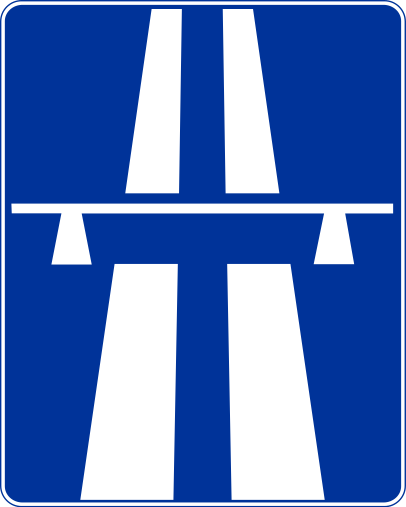 Znak informacyjny D-9 autostrada rozmiar 600X750 Średni folia Typ 2 na drogi gminne i powiatowe.