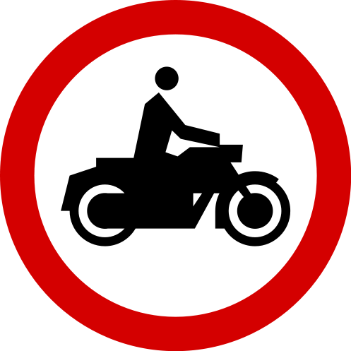 Znak zakazu B-4 zakaz wjazdu motocykli rozmiar 900 Duży folia Typ 1 na drogi krajowe i wojewódzkie.