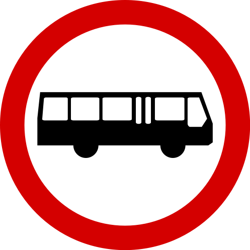 Znak zakazu B-3A zakaz wjazdu autobusów rozmiar 1000 Wielki folia Typ 2 na autostrady i drogi o dużym natężeniu.