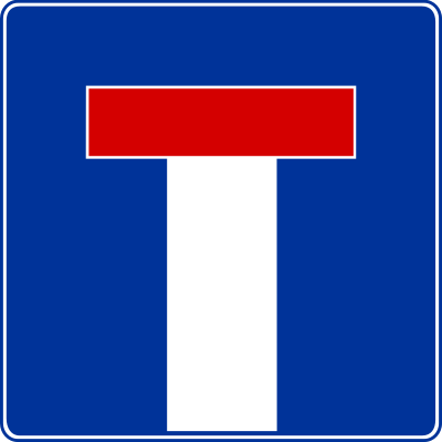 Znak informacyjny D-4A droga bez przejazdu rozmiar 600X600 Mały folia Typ 2 na drogi gminne i powiatowe.