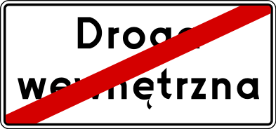 Znak D-47 koniec drogi wewnętrznej rozmiar 300x600 typ 1 standardowy znak pionowy informujący o końcu przebiegu drogi wewnętrznej.