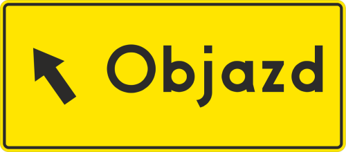 Znak F-9c Objazd prosto 350x900 mm typ 2 odblaskowa tablica kierunkowa do wyznaczania przebiegu objazdu.