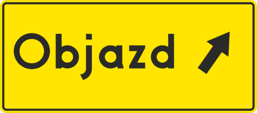 Znak F-9e Objazd prosto 350x900 mm typ 2 profesjonalny znak tymczasowy o podwyższonej widoczności nocnej.