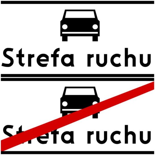 Zestaw znaków D-52 , D-53 rozmiar 420x900 typ 2 komplet tablic odblaskowych typ 2 na rurę do znaku oznaczający strefę ruchu.
