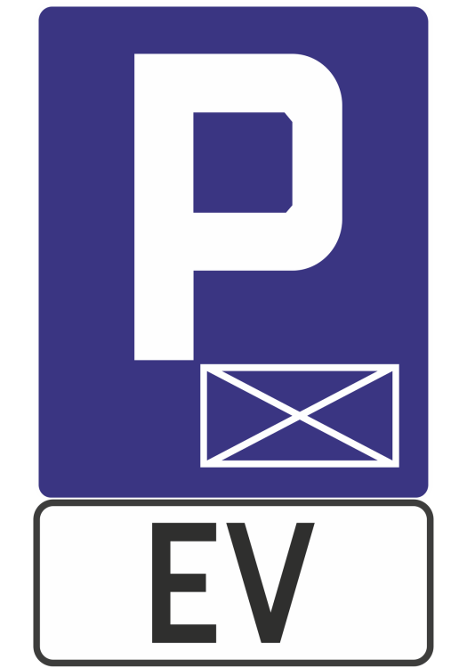 Zestaw znaków D-18a + Tabl. EV typ 1 odblaskowy komplet parkingowy wyznaczający miejsca postojowe dla pojazdów elektrycznych.