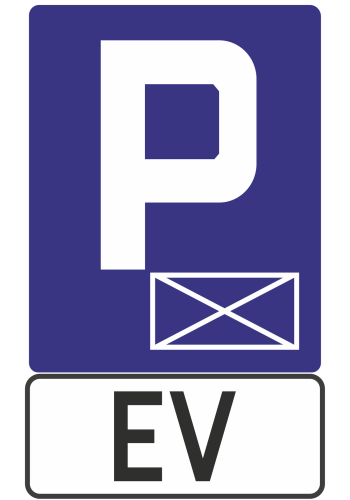 Zestaw znaków D-18a + Tabl. EV typ 2 profesjonalne oznakowanie punktu ładowania o wysokiej klasie odblaskowości.