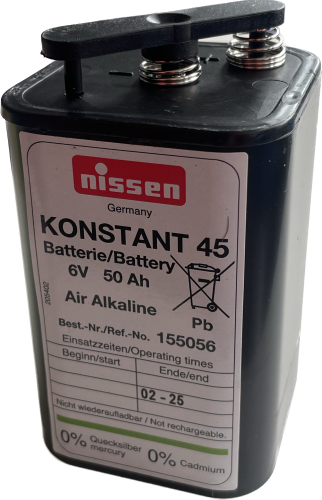 Nissen bateria Konstant 45, 6V, 45-50 Ah wysokopojemna bateria do urządzeń bezpieczeństwa ruchu o przedłużonym czasie działania.