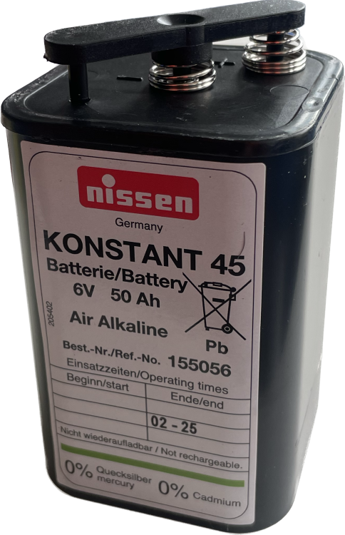 Nissen bateria Konstant 45, 6V, 45-50 Ah wysokopojemna bateria do urządzeń bezpieczeństwa ruchu o przedłużonym czasie działania.