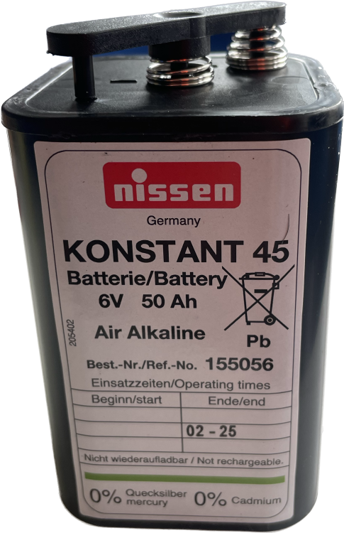 Nissen bateria Konstant 45, 6V, 45-50 Ah wysokopojemna bateria do urządzeń bezpieczeństwa ruchu o przedłużonym czasie działania.
