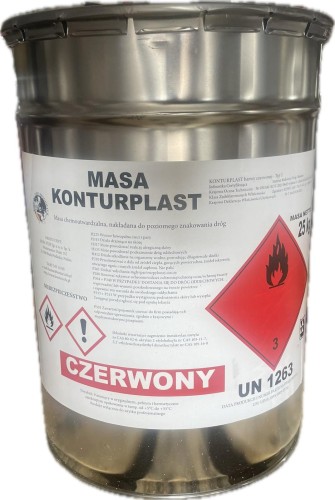 Masa chemoutwardzalna Kontur 18kg czerwona dwuskładnikowy produkt do malowania przejazdów rowerowych i stref niebezpiecznych.