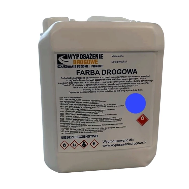 Farba drogowa niebieska 5kg RAL 5017 certyfikowana farba do oznaczania stanowisk postojowych dla osób niepełnosprawnych.