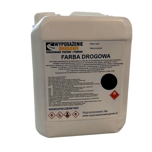 Farba drogowa czarna 5kg RAL 9004 profesjonalna farba drogowa na duze powierznie betonowe, parkingi, do rolnictwa, garaże