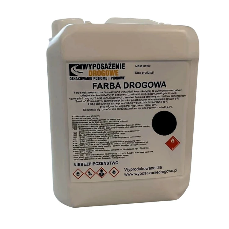 Farba drogowa czarna 5kg RAL 9004 profesjonalna farba drogowa na duze powierznie betonowe, parkingi, do rolnictwa, garaże