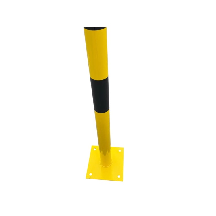 Słupek blokujący u-12c odbojnica fi-60.3mm h 1000mm z podstawą żółto-czarna element zabezpieczający infrastrukturę i ciągi piesze.