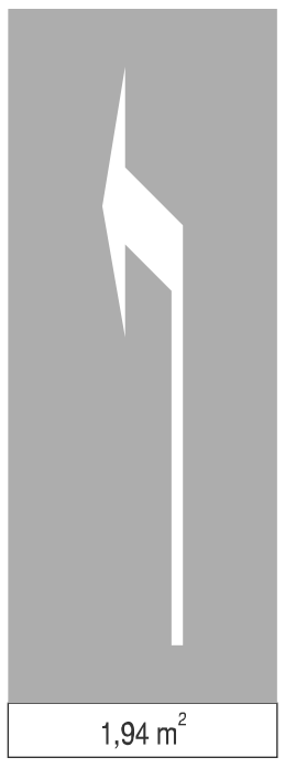 Termoznak strzałka kierunkowa do skręcania w lewo P-8b, 7500 x 1050 mm wysokiej jakości symbol kierunkowy o doskonałej przyczepności do asfaltu.