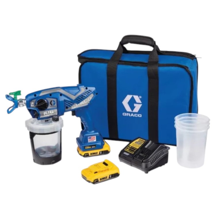 GRACO Ultra Airless HH Cordless - pistolet mobilny pistolet akumulatorowy do malowania natryskowego bez konieczności stałego zasilania.