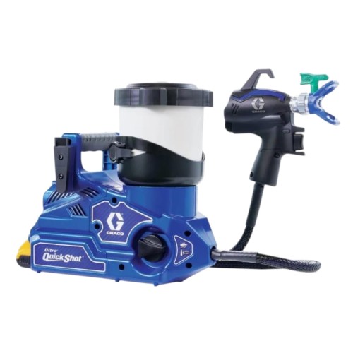 GRACO Ultra QuickShot - pistolet innowacyjny pistolet natryskowy z elektronicznym sterowaniem spustu do błyskawicznych prac wykończeniowych.