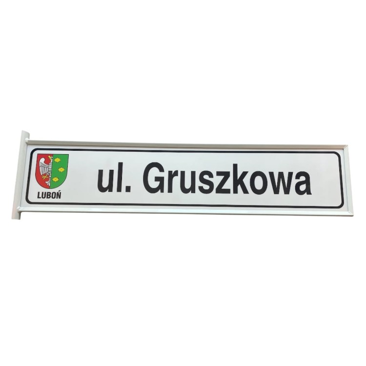 Tablica ulicowa sim dwustronna 970x214 mm premium wielkoformatowy panel informacyjny sim zapewniający doskonałą widoczność nazw ulic.