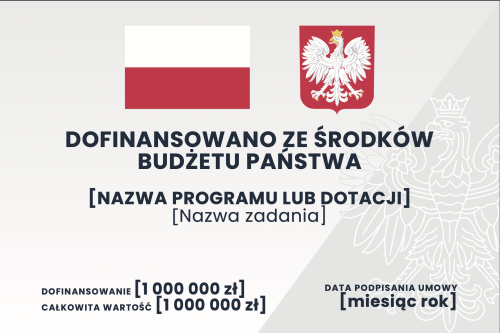 Tablica o dofinansowaniu 1800 x 1200 mm, 1 typ wielkogabarytowa tablica informacyjna zgodna z wytycznymi dotyczącymi promocji projektów unijnych i krajowych.