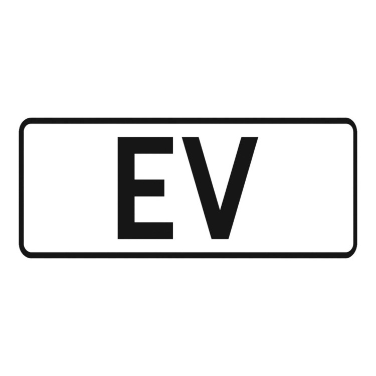 Tabliczka ev 250 x 600 mm, 1 typ kompaktowa tabliczka opisowa do wyznaczania miejsc postojowych wyłącznie dla pojazdów elektrycznych.