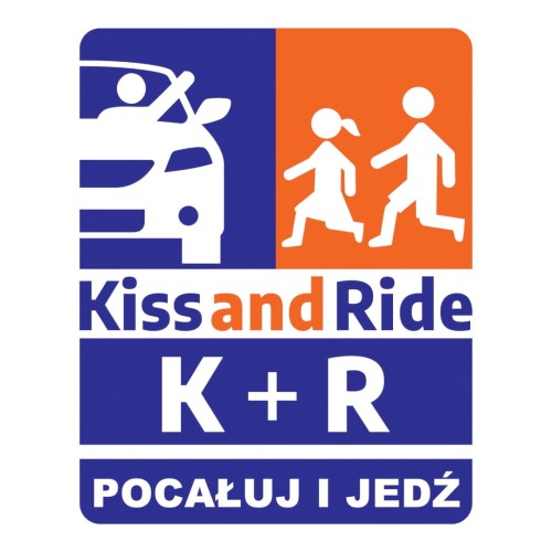 Znak kiss & ride ( pocałuj i jedź), rozmiar 600x750 , typ 1 tablica informacyjna do wyznaczania stref krótkiego postoju przy szkołach i dworcach.