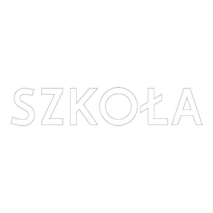 Termoznak napis szkoła, 1600 mm poziome oznakowanie termoplastyczne o wysokiej ścieralności, ostrzegające o bliskości placówki oświatowej.
