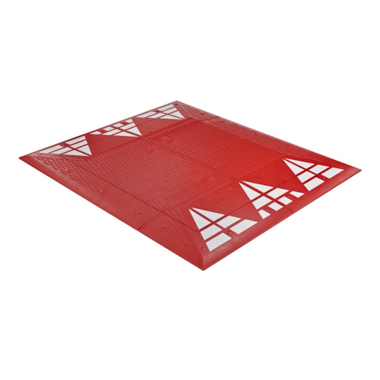 Próg zwalniający wyspowy QUARTET mały (komplet z akcesoriami), czerwono - biały 180x200cm odblaskowy azyl zwalniający na drogi publiczne.