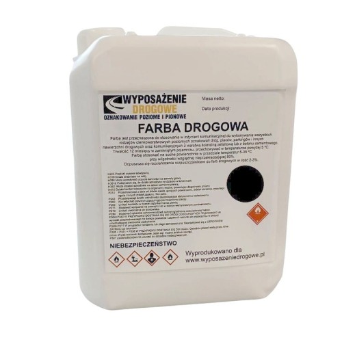 Farba drogowa czarna 5kg RAL 9004 profesjonalna farba drogowa na duze powierznie betonowe, parkingi, do rolnictwa, garaże