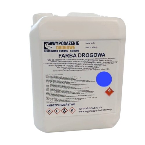 Farba drogowa niebieska 5kg RAL 5017 certyfikowana farba do oznaczania stanowisk postojowych dla osób niepełnosprawnych.