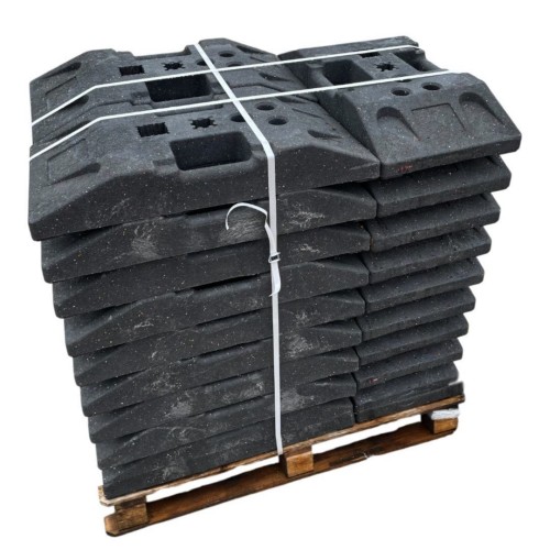 Podstawa drogowa 25kg pvc - 30szt paleta zbiorcze opakowanie ciężkich baz z tworzywa, niezbędnych do stabilizacji pionowych znaków i barier tymczasowych.