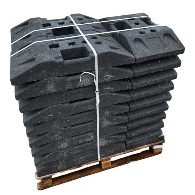 Podstawa drogowa 25kg pvc - 30szt paleta zbiorcze opakowanie ciężkich baz z tworzywa, niezbędnych do stabilizacji pionowych znaków i barier tymczasowych.