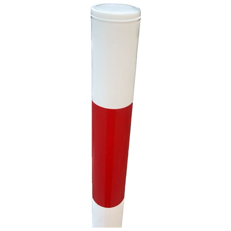 Słupek drogowy blokujący U-12c do wkopania fi: 42 mm h: 1500 mm biało-czerwony stalowy element wygradzający do trwałego osadzenia w gruncie.
