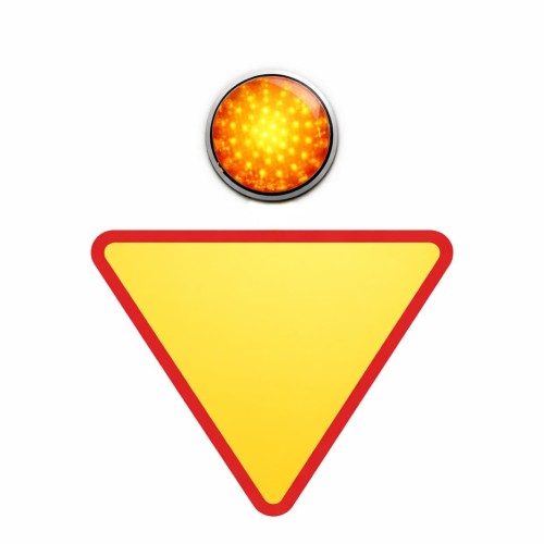 Znak aktywny a-7 średni z pulsatorem led fi 300 zasilanie solarne zestaw zestaw bezpieczeństwa "ustąp pierwszeństwa" z wydajnym pulsatorem led i panelem pv.