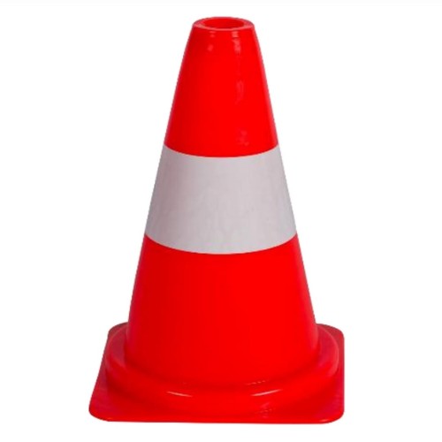 Pachołek drogowy pvc u-23 30 cm lekki (0,52 kg) mały stożek ostrzegawczy stosowany przy pracach serwisowych, parkingowych i szkoleniach.