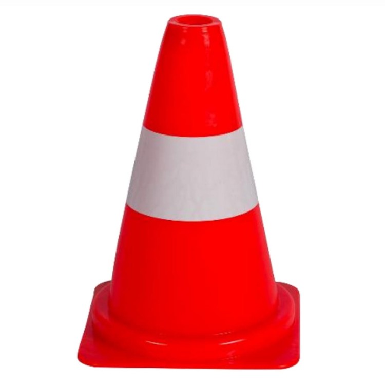 Pachołek drogowy pvc u-23 30 cm lekki (0,52 kg) mały stożek ostrzegawczy stosowany przy pracach serwisowych, parkingowych i szkoleniach.