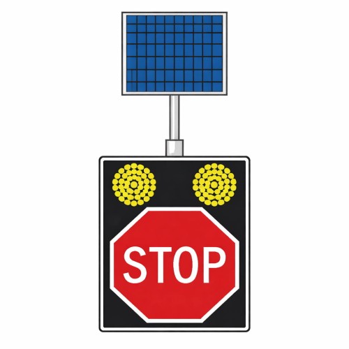 B-20 stop znak aktywny z lampami fi 200 pulsator 24h profesjonalne oznakowanie stop z dużymi lampami ostrzegawczymi dla poprawy bezpieczeństwa 24/7.