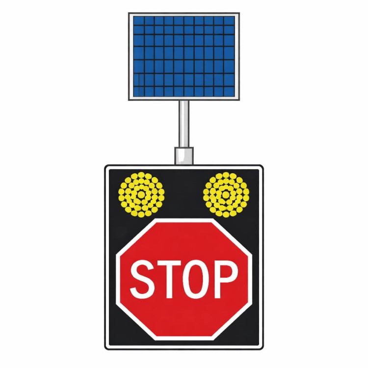 B-20 stop znak aktywny z lampami fi 200 pulsator 24h profesjonalne oznakowanie stop z dużymi lampami ostrzegawczymi dla poprawy bezpieczeństwa 24/7.