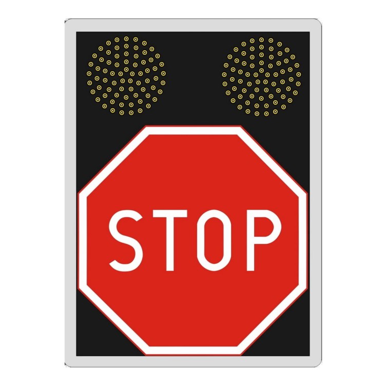 B-20 stop znak aktywny z lampami fi 200 pulsator 24h profesjonalne oznakowanie stop z dużymi lampami ostrzegawczymi dla poprawy bezpieczeństwa 24/7.