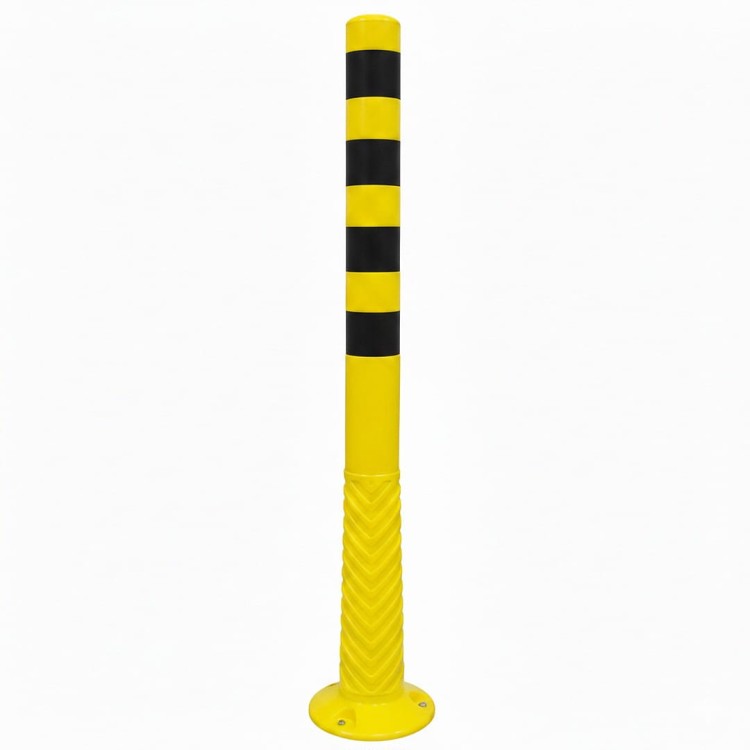 Słupek elastyczny magazynowy t-flex 100 cm wysoki separator elastyczny redukujący uszkodzenia pojazdów i infrastruktury w halach oraz na parkingach.