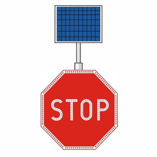 B-20 znak aktywny led zasilanie solarne 800x800 pulsator 24h całodobowy system ostrzegawczy stop b-20 zasilany słońcem, pracujący w trybie ciągłego błysku.