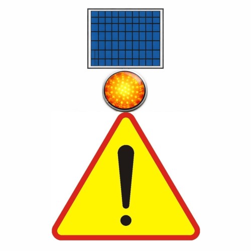 Znak aktywny a-30 900 z pulsatorem led fi 300 zasilanie solarne zestaw kompletny system ostrzegawczy a-30 z dużym pulsatorem i własnym zródłem energii.