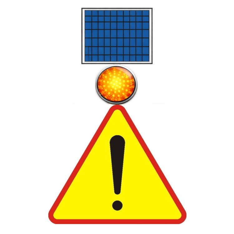 Znak aktywny a-30 900 z pulsatorem led fi 300 zasilanie solarne zestaw kompletny system ostrzegawczy a-30 z dużym pulsatorem i własnym zródłem energii.