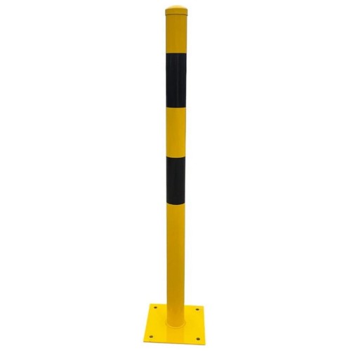 Słupek blokujący u-12c odbojnica fi-60.3mm h 1000mm z podstawą żółto-czarna element zabezpieczający infrastrukturę i ciągi piesze.